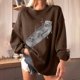 thumbnail image 2 of Sudadera extragrande de lana de manga larga con cuello redondo y estampado de calavera para mujer Pompotops gfhjh16660, 2 of 5