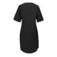 thumbnail image 6 of Pop Seller Women's Casual Loose O Neck Short Sleeve With Pockets Elegant Linen Swing Dresses Black 4XL, 6 of 6