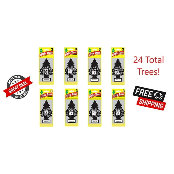 Little Trees U3S-32055 Black Ice Hanging Air Freshener for Car/Home 24 Pack!
