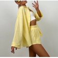 thumbnail image 3 of Maean Women's Outfit 2 Piece Long Sleeve Button Shirt Tops and Baggy Drawstring Shorts Lounge Sets Tracksuit, 3 of 6