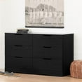 thumbnail image 6 of 5 Drawer Dresser 6 Drawer Double Dresser and Nightstand Bedroom Set in Black Oak, 6 of 7