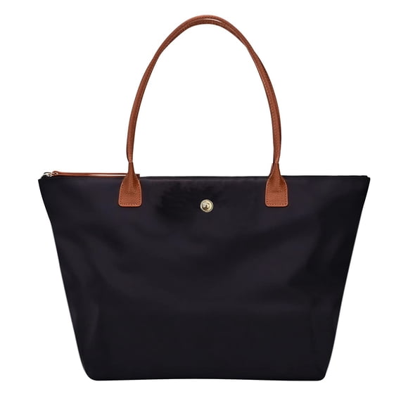 GM LIKKIE - Bolso de hombro para mujer, bolso de nailon con asa superior, bolso plegable de fin de semana, Negro2, L
