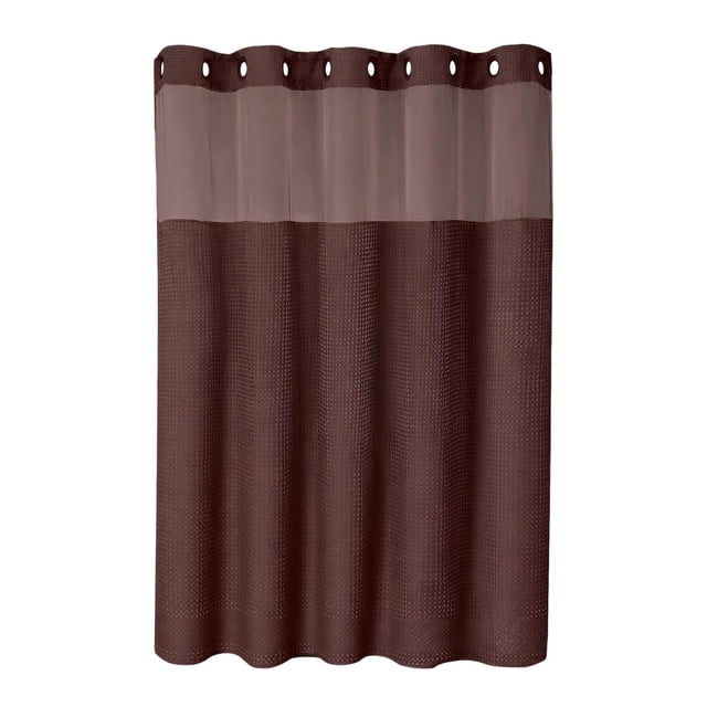Cortina de ducha resistente y multifuncional, accesorio de baño para hotel, poliéster. Marrón