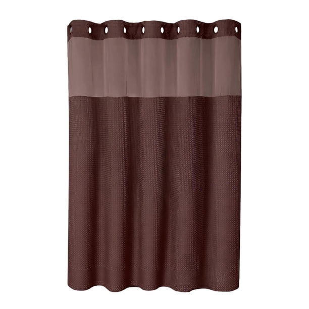 Cortina de ducha, accesorio versátil para baño, forro de hotel, lavable. Marrón