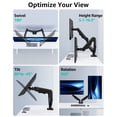 thumbnail image 3 of MOUNT PRO Dual Monitor Stand for 22- 32 inch, 4.4-19.8 lbs Screens, Dual Monitor Desk Mount Height Adjustable, Monitor Arms for 2 Monitors, Home Office VESA Mounts with Gas Spring, 3 of 10