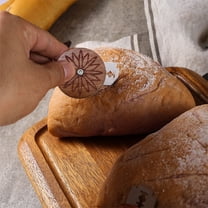 UFO Bread Cutter, European Portable Round Soft Bread Knife, Wooden Handle, Stainless Steel Blade, Easy to Cut, for Home Camping