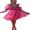 thumbnail image 4 of Women Puff Sleeve Tulle Dress Off Shoulder Fairy Dress Ruffle Tutu Tulle Mini Princess Dresses for Wedding Party, 4 of 8