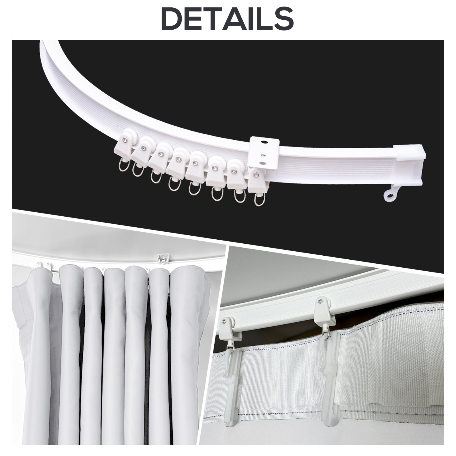 CBSRORO Room Divider Blackout Curtains with Ceiling Mounted Curtain Track Set,1 Panel White Divider Curtain and White Flexible Curtain Track for Room Separation