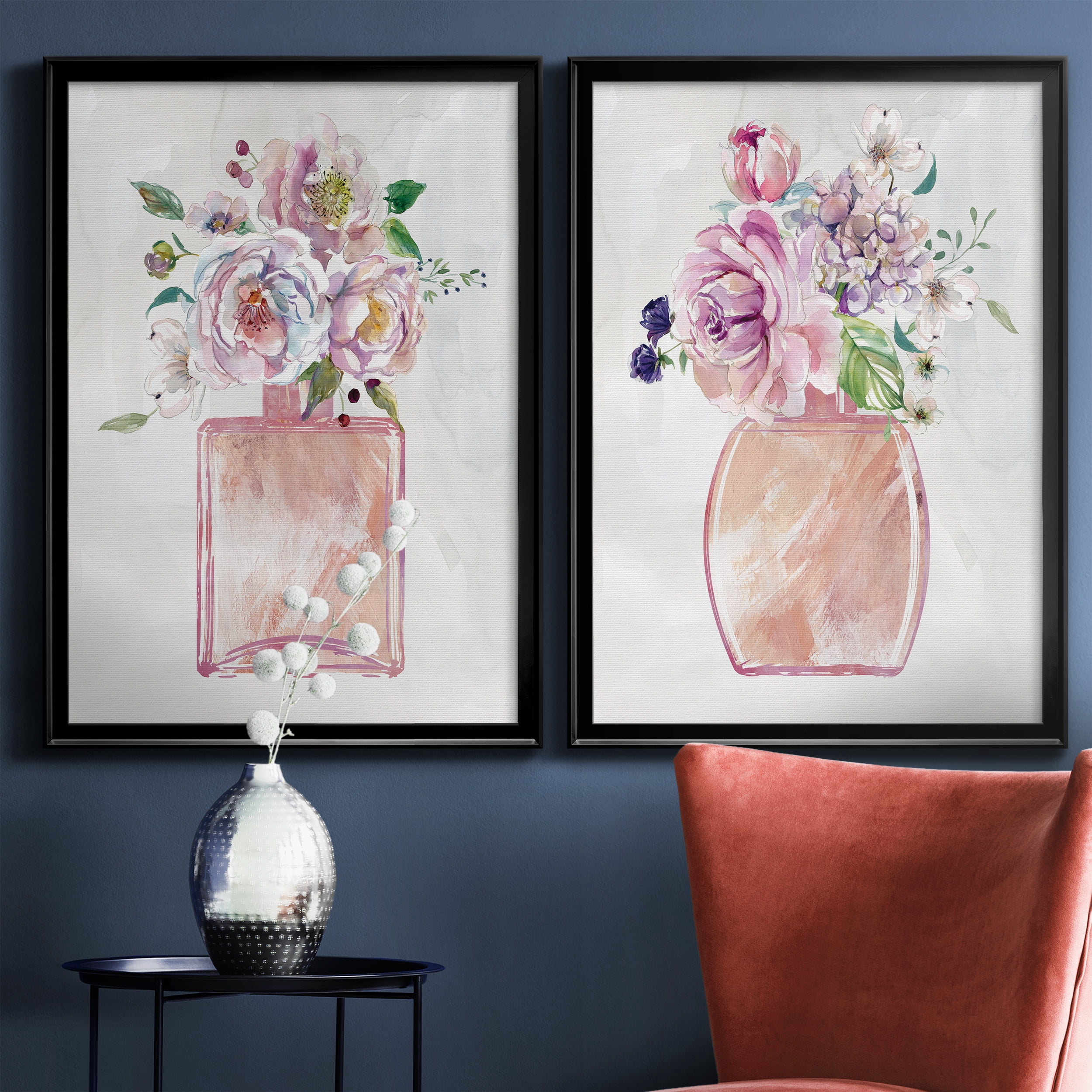 2 Piece Set Fragrance of Summer I Premium Framed Canvas - Ready to Hang - 26.5 x 36.5 Each - Black Frame