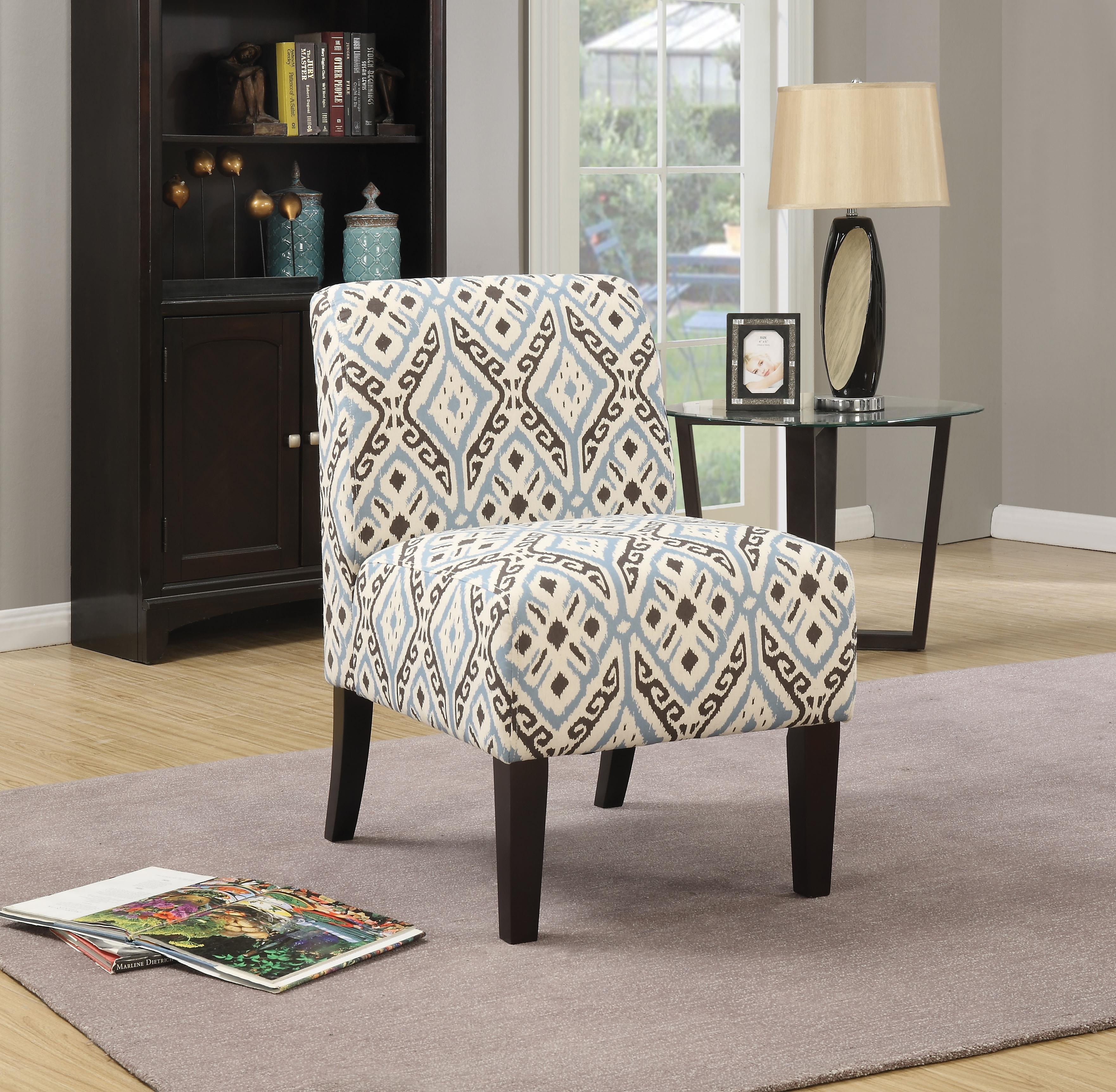 ACME Ollano Accent Chair, Pattern Fabric-Color:Pattern Fabric (Blue