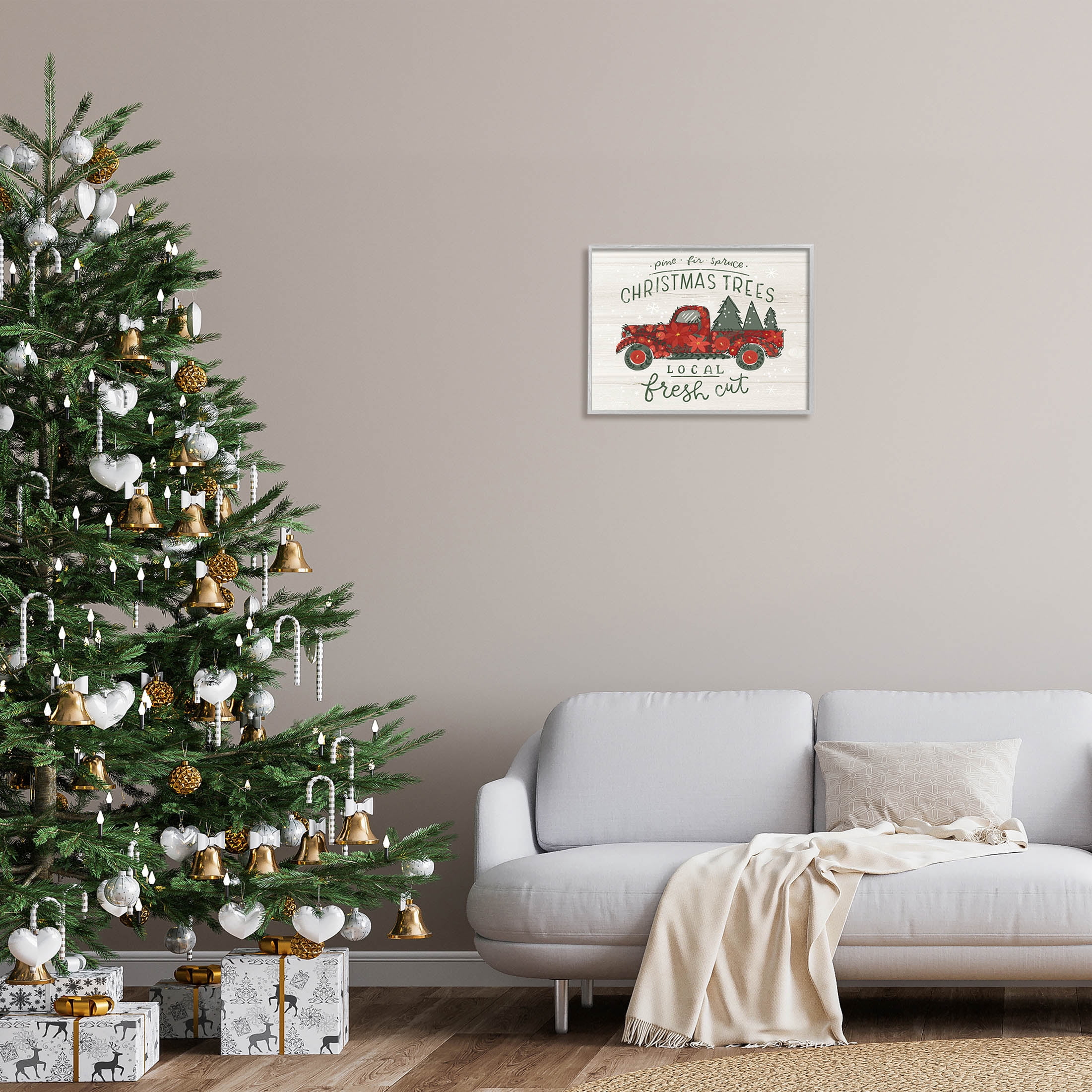 Stupell Industries Local Fresh Cut Christmas Trees Graphic Art Gray Framed Art Print Wall Art, Design by Loni Harris