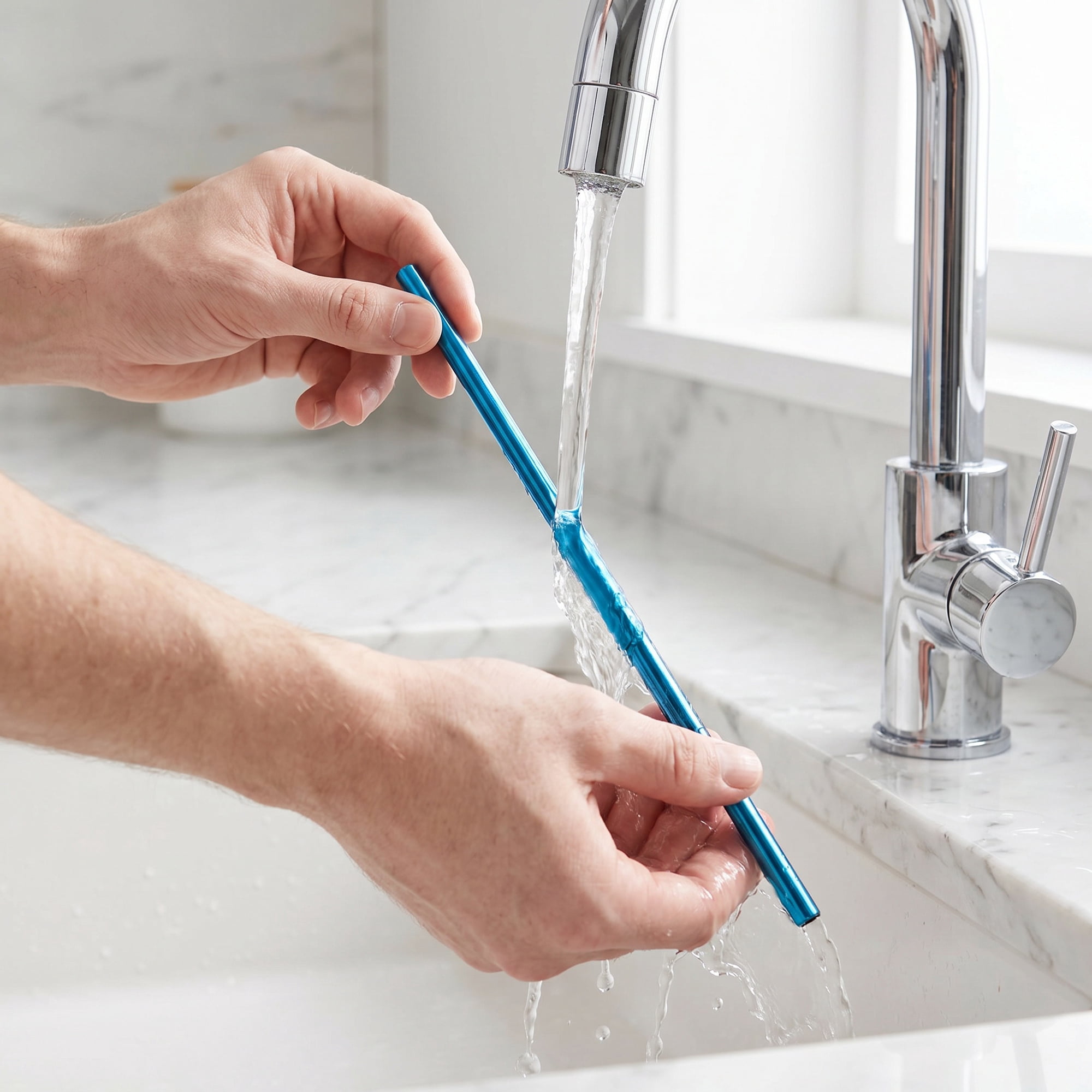 Unique Bargains 10Pcs Reusable Stainless Steel Dishwasher Safe Straws Blue A