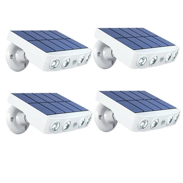 Iluminacion Solar LED a Prueba Agua SolarReflect 4 Pzas 400lm Luz Blanca 6000k Carcasa Blanca Iluminación a 120° Panel S VentDepot MXRSI-004