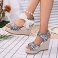 thumbnail image 5 of Miqool Women's Platform Wedge Heel Summer Casual Chic Peep Toe Open Toe Sequin Bowknot Thick Sole Fish Mouth Dress Shoes, 5 of 9