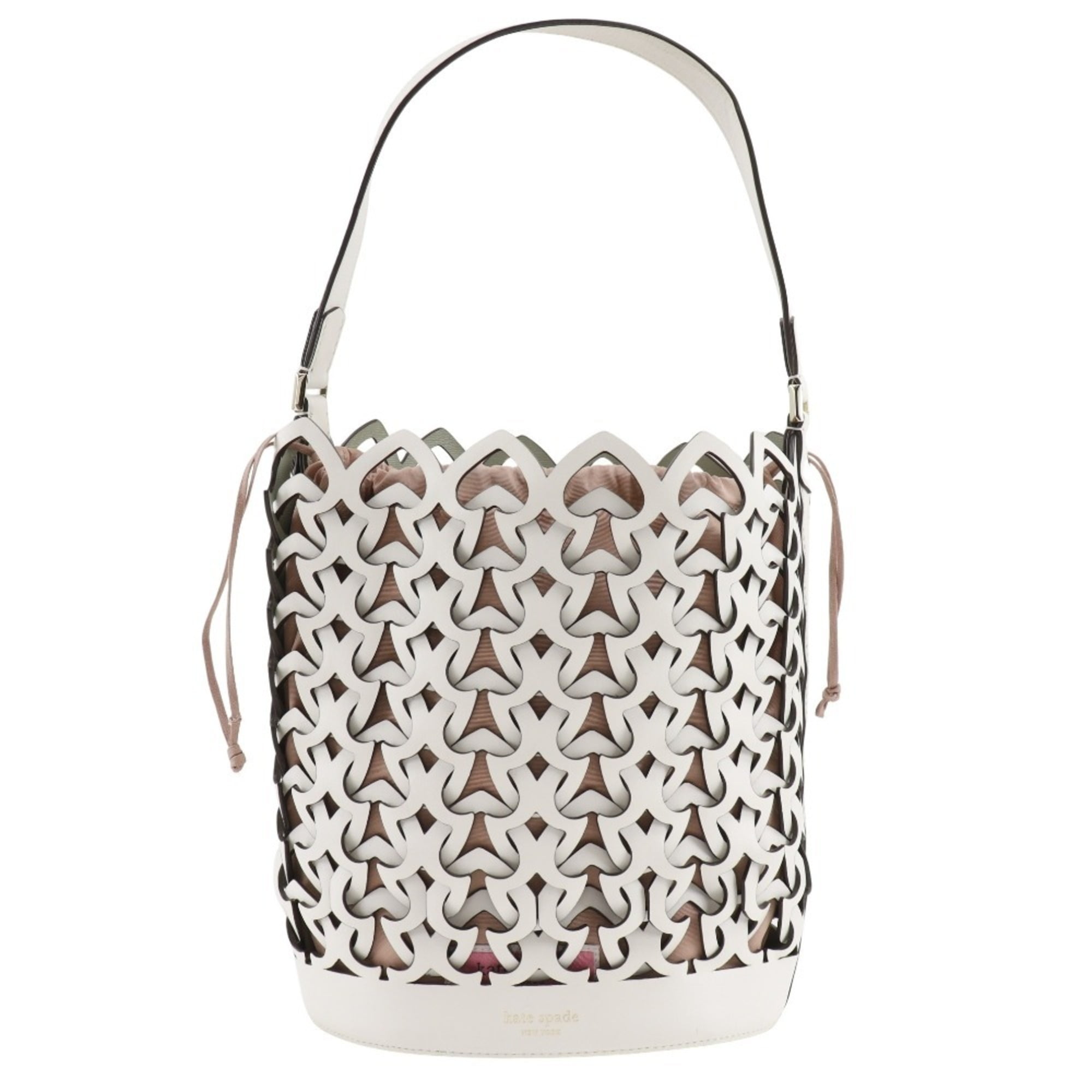 Pre-Owned Kate Spade Dolly Large Shoulder Bag Basket Leather White/Pink A5 Women's (Good)