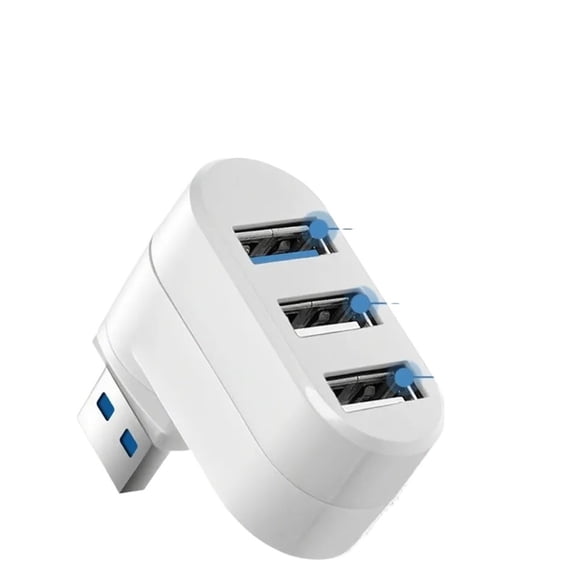 Concentrateur USB Rotatif à 180°, 3 Ports, Adaptateur Répartiteur et Expanseur USB à Haute Vitesse pour Transfert de Données pour Ordinateur Portable PC