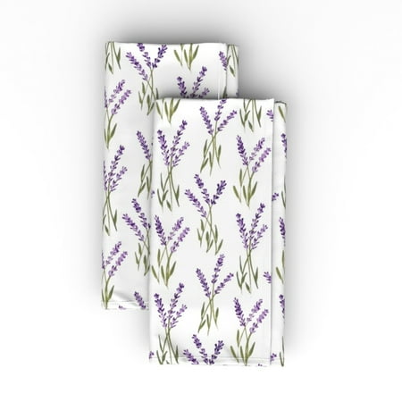 

Linen Cotton Canvas Dinner Napkins (Set of 2) - Lavender Flowers Bouquet Purple Herb Baby Girl Floral Watercolor Print Cloth Dinner Napkins by Spoonflower