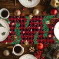 thumbnail image 2 of Red Plaid Snowman Christmas Cotton Linen Table Runner for Dining Kitchen, Xmas Tree Snowflake Balls Wedding Outdoor Party Tablerunners Decoration, Dresser Scarf Coffee Tablecloth Runners 18x72 Inches, 2 of 9