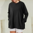 thumbnail image 2 of Rovga Women Sweatshirts O-Neck Sweatshirt Loose Fit Oversized Pullover With Zippered Side Slits Long Sleeve Tops For Fall Fashion Stylish Outwear, 2 of 5