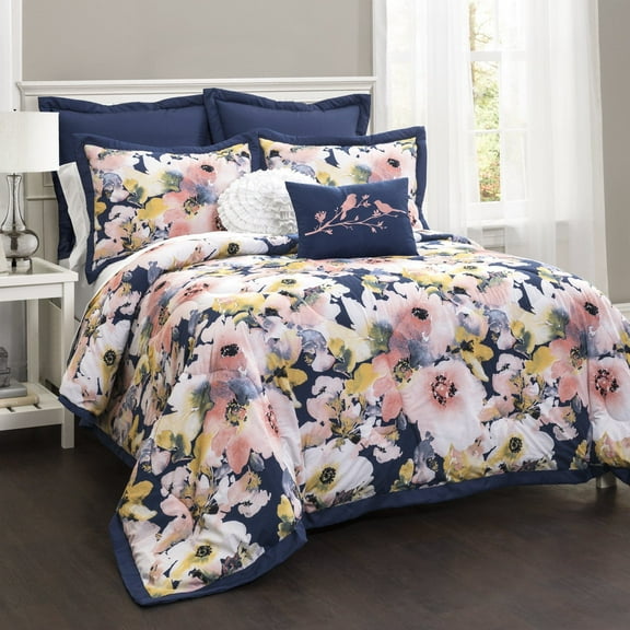 Floral Watercolor 7 Piece Comforter Set by Triangle Home Fashions