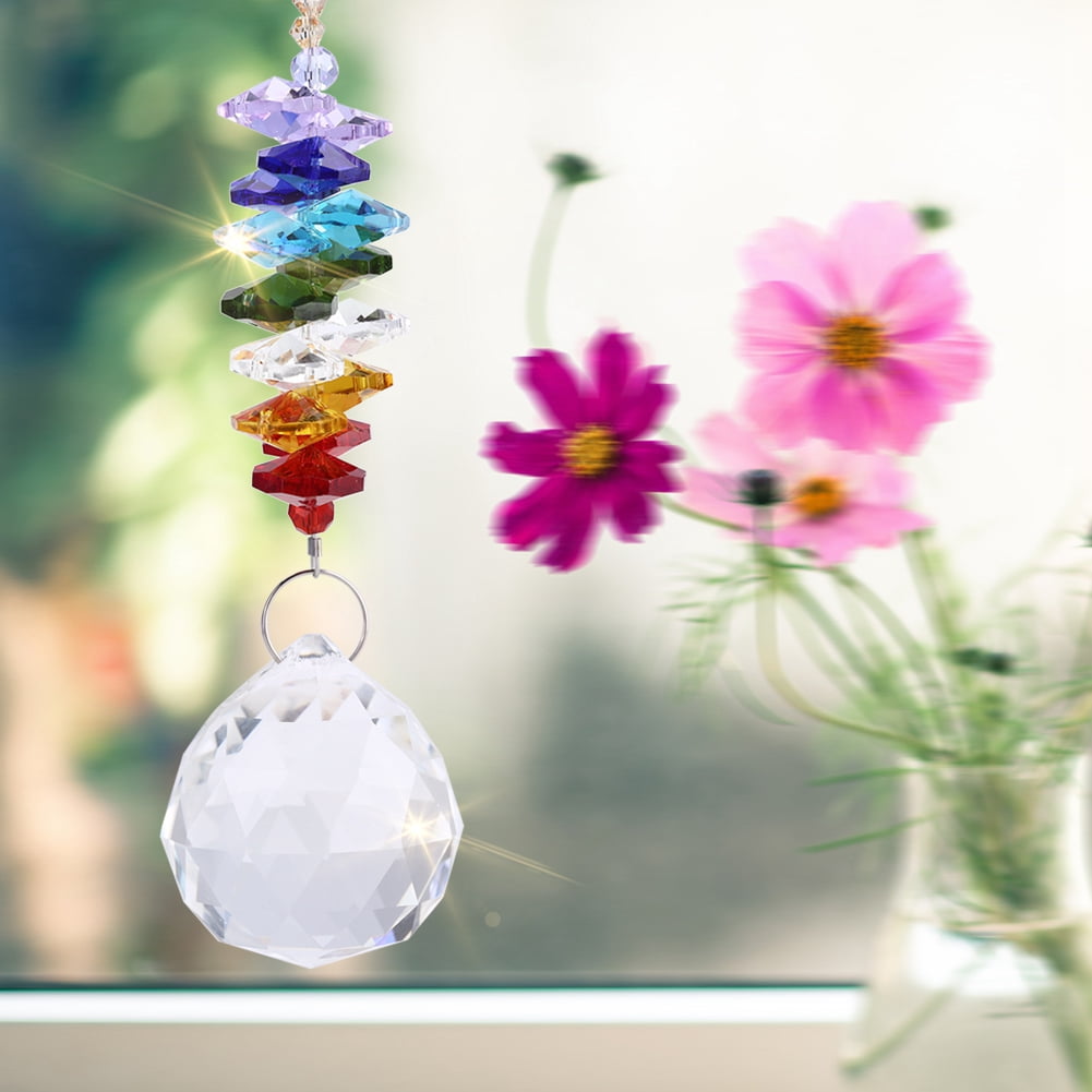 Handmade Hanging Window Chandelier Lamp Prisms Rainbow Suncatcher Crystal Balls 