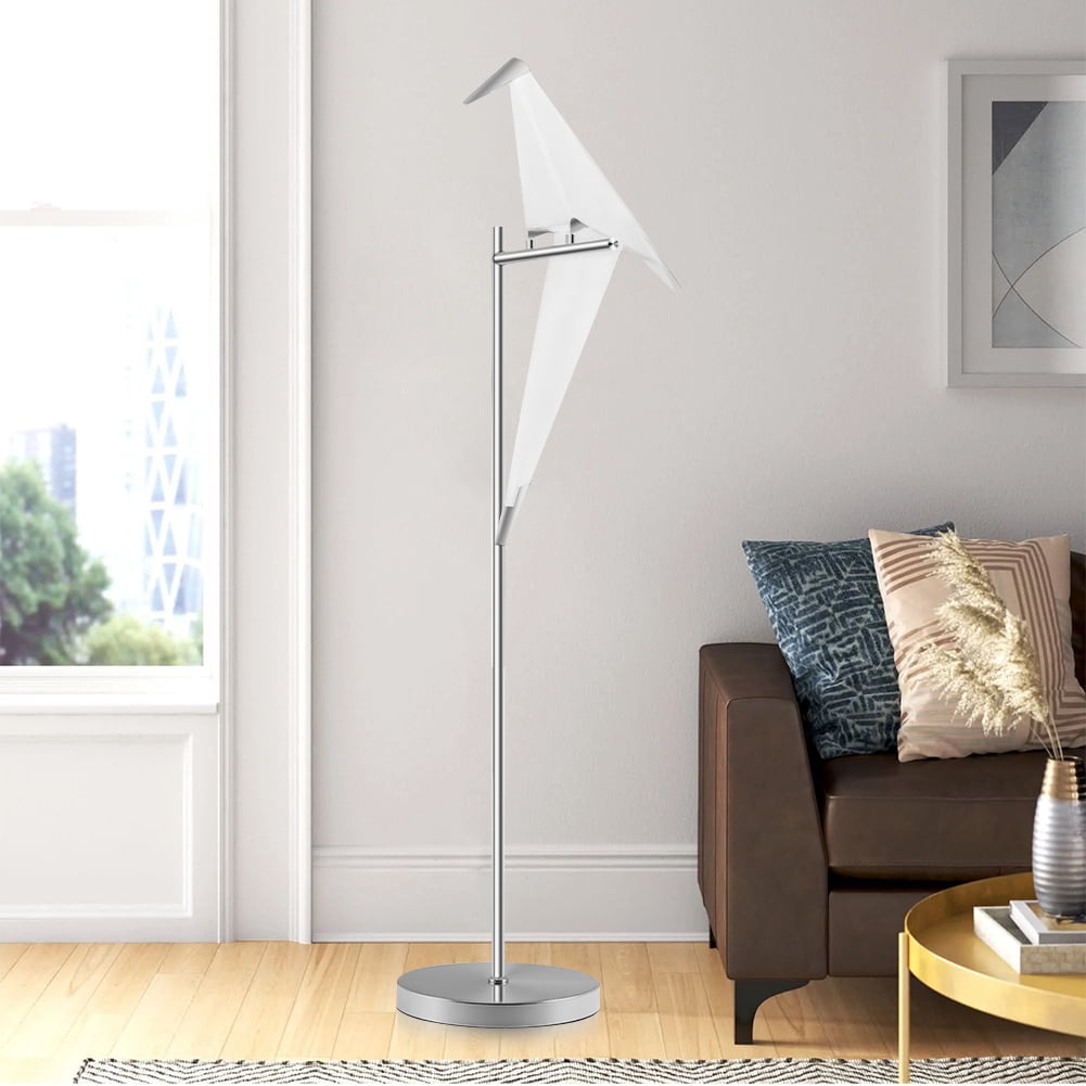 GMizon 63-inch modern high-end paper crane floor lamp, built-in LED living room floor lamp, bedroom study silver lighting fixture