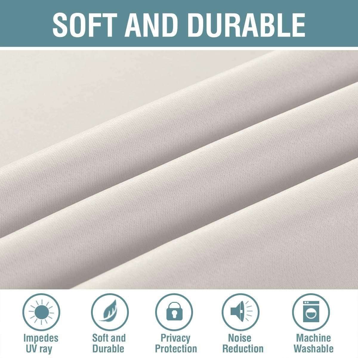 H.VERSAILTEX Blackout Thermal Insulated Window Curtains Bedroom Darkening Black out Drapes for Living Room Back Tab/Rod Pocket Draperies, 2 Panels, 52" x 96", Ivory