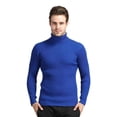 thumbnail image 4 of Suéter de cuello alto para hombre de otoño e invierno, suéter básico con patrón vertical de color sólido informal para hombre, 4 of 5