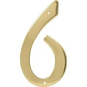 Hillman Group 847048 4" Brass Nail-On Traditional House Number 6 (3 per Pack 3 Piece)