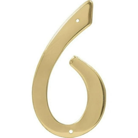 Hillman Group 847048 4" Brass Nail-On Traditional House Number 6 (3 per Pack 3 Piece)