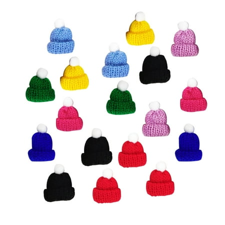 

NUOLUX 40pcs Mini Woollen Hat Knitted Santa Hat Handwork Accessories Clothes Decoration