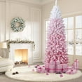 thumbnail image 4 of Festisoul 6ft Pre-Lit Pencil Christmas Tree, Slim Artificial Christmas Tree with String Lights, Skinny Xmas Tree Holiday Decoration for Home, Office, Pink Gradient, 4 of 10