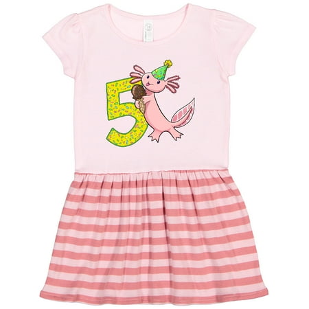 

Inktastic 5th Birthday Axolotl with Ice Cream Gift Toddler Girl Dress