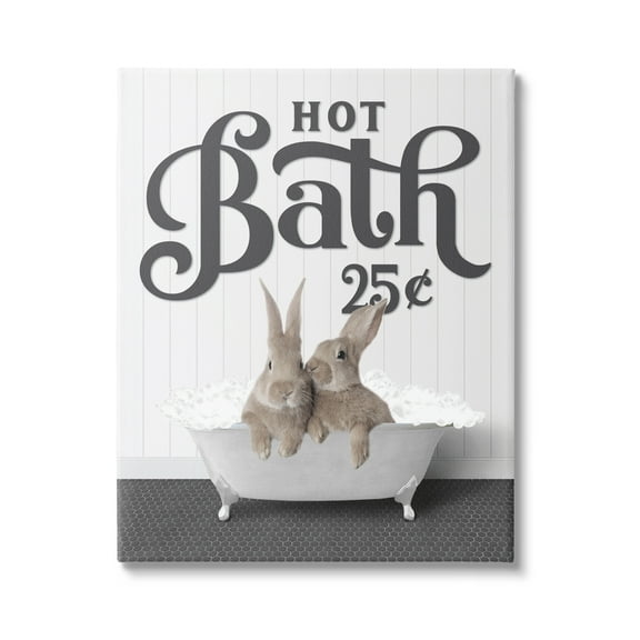 Stupell Industries Hot Bath Bunnies Animals & Insects Painting Gallery Wrapped Canvas Print Wall Art, 16 x 20