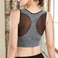 thumbnail image 4 of Women Breathable Mesh Sports Bras Shockproof Padded Athletic Running Bra Solid Seamless Fitness Sport Vest Gray XL, 4 of 8
