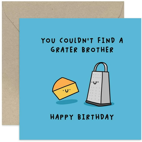 Fun Birthday Card for Brother - "You Couldn't Find a Grater Brother" Humorous Design - Envelope Included, Blank Inside - Perfect for Celebrating Brothers