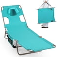 thumbnail image 1 of Costway Patio Tanning Chair,Folding Beach Lounge Chair with 5-Position Adjustable Backrest Mint Green, 1 of 10