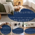 thumbnail image 5 of Round Rugs 5Ft, Rustic Botanical Round Area Rug Washable Indoor Throw Carpet, Japanese Herb on Navy Blue Simple Art Soft Non Slip Circle Rug for Cabinet Bathroom Home Decor Aesthetic, 5 of 8
