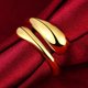 thumbnail image 4 of Anillo ajustable de latón chapado en oro de 18 quilates, talla 7, diseño abierto en forma de lágrima, apilable, sencillo y llamativo para mujer y hombre., 4 of 4