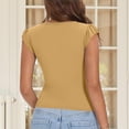 thumbnail image 5 of Enjoytime Womens Tops Solid Color V-Neck Ruffle Sleeve Crop Shirts 2026 Spring Summer Vacation Casual Clothes, 5 of 8