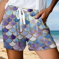 thumbnail image 2 of Arlun Womens Trendy 3D Fish Scale Printing Beach Shorts 2026 Fashion Vacation Outfit Ladies Drawstring Waisted Soft Comfortable Loose Wide Leg Casual Shorts 3-Light Purple L, 2 of 4