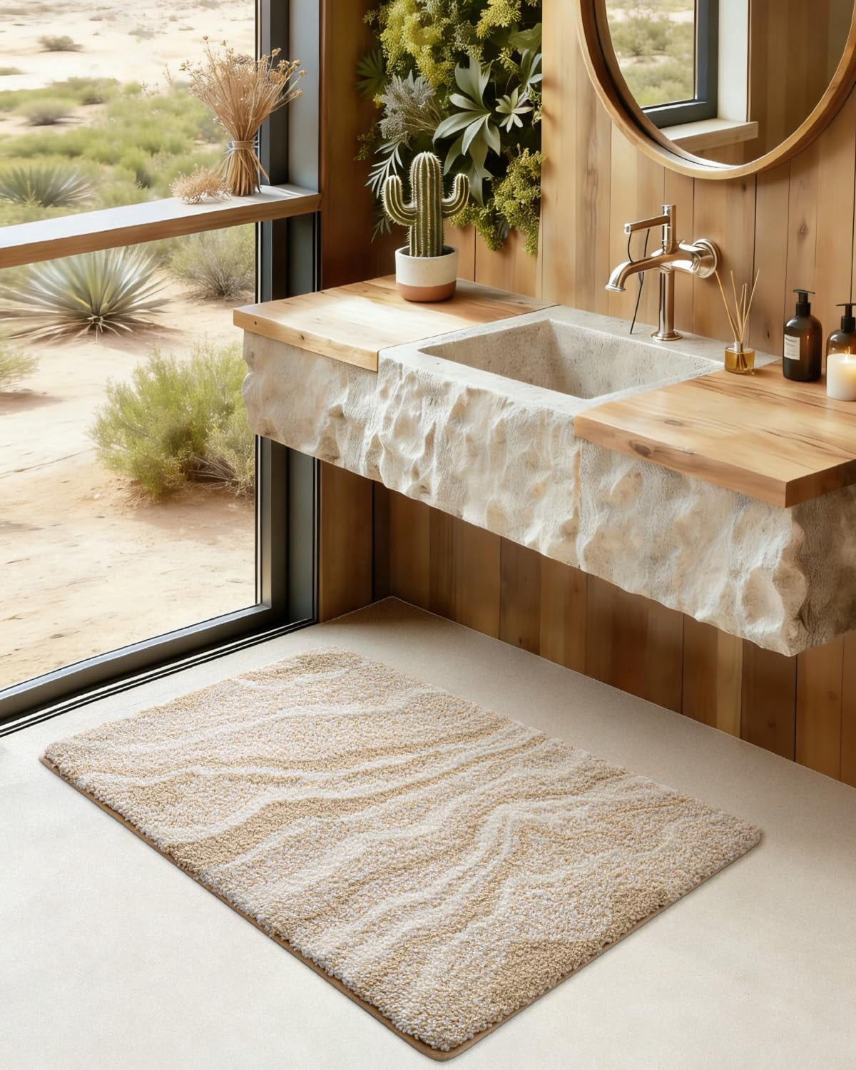 Bathroom Rug Mat 24x36, Soft and Absorbent Marble Bath Mat, Non Slip Machine Washable Bath Rugs for Shower Floor, Tub, Sink, Grey and White