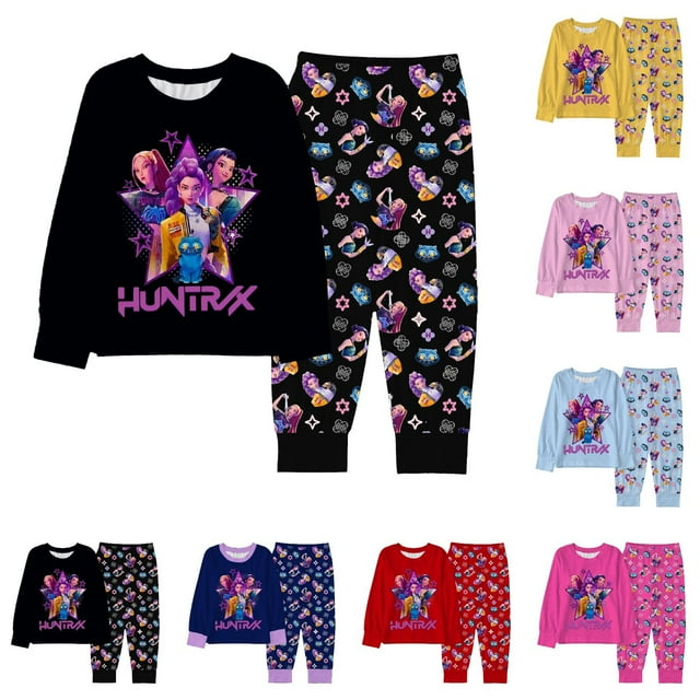 Girls Clothing Set Funny Trendy Cartoon Kids Long Sleeve Shirts and Pants Set 2PCS Outfits Clothes
