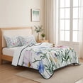 thumbnail image 5 of Full Quilt Set 78''x90'', Pink Blue Spring Floral Lightweight Bedspread Coverlet Set with 2 Pillow Shams, Watercolor Elegant Botanical Breathable All Season Quilt Bedding for Bedroom/Guest Room, 5 of 9