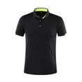 thumbnail image 2 of Manyakai Men Lapel Collar Short Sleeve Shirt Outdoor Golf Tennis T-shirt Sport Workout Button Closure Black 4XL, 2 of 3