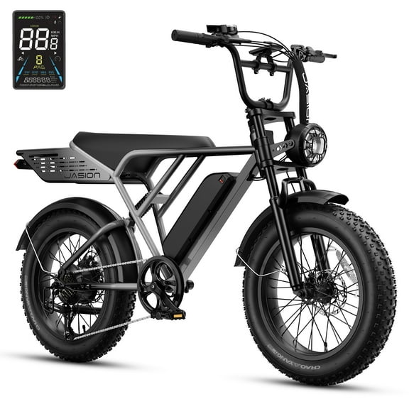 Jasion RetroVolt Pro Electric Bike for Adults, 1000W Motor 52V 20AH Removable Battery Electric Mountain Bike, 90 Miles Electric Motorcycle, 20" Fat Tire Electric Dirt Bike, UL2849