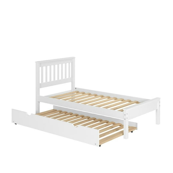 Donco Kids Contempo Mission Twin Bed with Twin Trundle, Twin, White