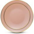 thumbnail image 2 of Munfix 100 Pink Gold Plastic Plates Set, 50 Pcs 10.25 Inch Disposable Dinner and 50 Pcs 7.5 Inch Plastic Dessert Plates, Elegant Fancy Heavy Duty for Party, Wedding, Pink with Gold Rim, 2 of 16