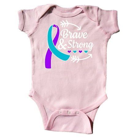 

Inktastic Suicide Prevention Awareness Brave and Strong with Arrows Gift Baby Boy or Baby Girl Bodysuit