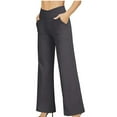 thumbnail image 2 of qolati Women's Dress Pants Casual High lastic Waisted Business Flare Trousers Stretchy Wide Leg Work Office Lounge Pants, 2 of 6